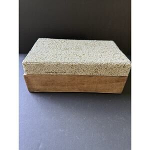 Glass Bead Wooden Trinket Box Hinged Made In India Beige Brown Boho Handcrafted